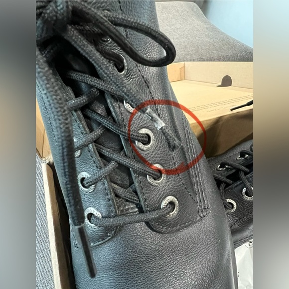 Dr. Martens Black Leather Lace-Up Platform Boots with Yellow Stitching - Picture 8 of 10